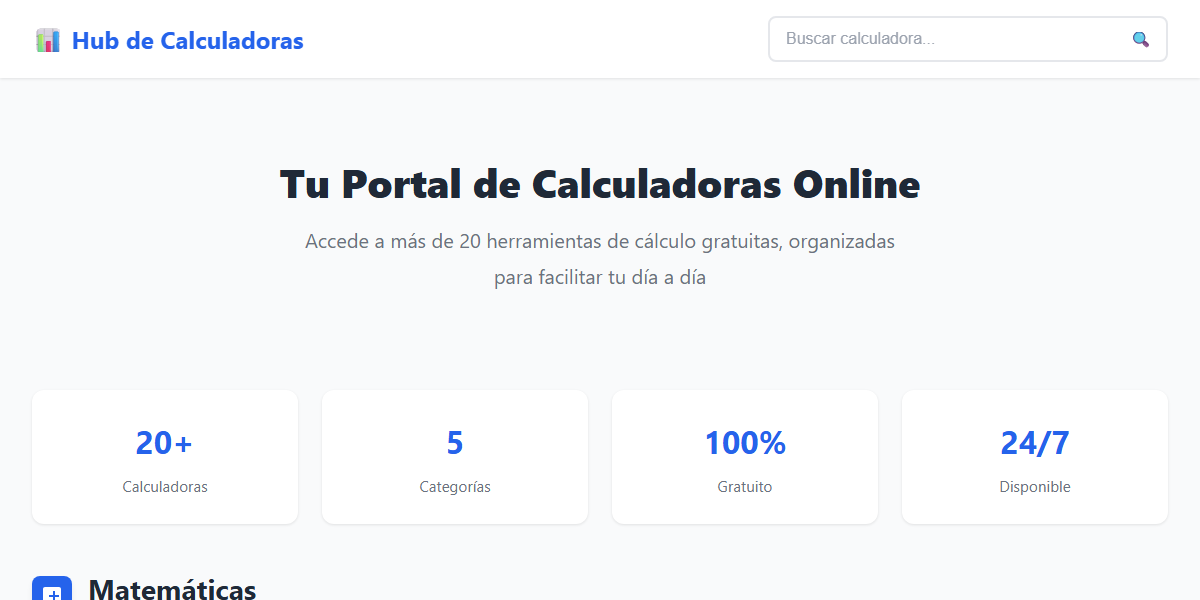 Hub de Calculadoras preview