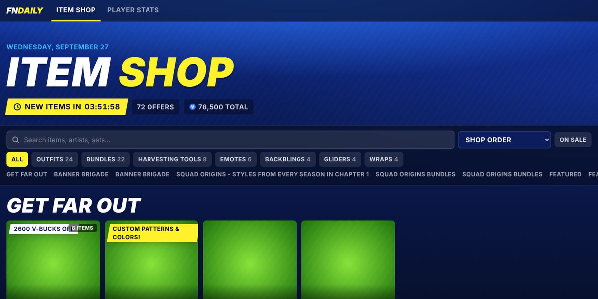 Fortnite Daily Shop preview